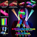 148 PCS Glow in the Dark Party Supplies, 16 Fiber Optic Wands, 14 LED Glasses, 100 Glow Sticks and 18 LED Hair Clips Fiber Optic for Neon Party, Wedding, Birthday, Concert, New Year by TinyTreasures Baby Boutique