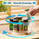 FreshKeeper Plastic Lazy Susan Organizer, Clear Pantry Shallow Lazy Susan Turntable for Cabinet and Kitchen 9’’ by CozyNest Decor