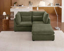Oversized Modular Sofa, Extra Deep Cloud Corduroy Sectional Couch with Ottoman Chaise, Fluffy Chenille L-Shaped Sofas for Living Room, Villa (Loveseat+Ottoman, Chenille Green) by CozyNest Decor