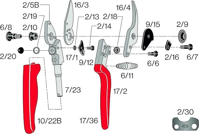Felco F17 Pruning Shears – 7.9" Garden Clippers with Revolving Handle for Left-Handed Users | Hand Pruners for Gardening | Garden Tool Cutter with Forged Aluminum Body, Bypass & Anvil Blades, photo 7 of 8