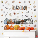 clothmile 40.15 x 38.58 Inch Happy Halloween Pumpkins Wall Decals Halloween Leaves Bat Spider Wall Stickers Halloween Removable Wall Sticker for Halloween Party Supplies Home Wall Decor by CozyNest Decor