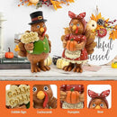 Thanksgiving Turkey Decor - 2Packs Resin Turkey Couple Standing Figurines Thanksgiving Decorations- Fall Decor Indoor for Tables Centerpieces Harvest Farmhouse Kitchen by CozyNest Decor