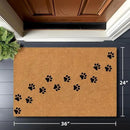 Barnyard Designs Natural Coco Coir Heavy Duty Backing Doormat - Large Cute Non-Slip Front Door Welcome Mat for Outside Entrance or Porch Entry, Brown (24x36, Paws) by CozyNest Decor