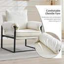 YISHENG Accent Chair with 6-Angle Adjustable Backrest, Chenille Fabric Living Room Chair Upholstered Lounge Chair, Modern Chair Cozy Reclining Chair for Reading Room, 1PC White by CozyNest Decor