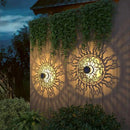 4 Pack Solar Fence Lights Metal Solar Powered Outdoor Wall Deck Lights Sun Moon Theme Waterproof Fence Light for Garden Post Patio Backyard Yard Decor (Face, 4 Pack) by CozyNest Decor