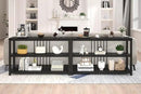 FOLUBAN Entryway Table, Modern Sofa Console Table with 3 Tier Storage Shelf for Living Room Hallway Foyer, Industrial Black Oak by CozyNest Decor
