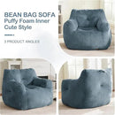 Hobestluk Bean Bag Chair for Adult Small Bean Bag Chairs with Arms Furry Beanbag Chair with Foam Filler Stuffed Bean Bag Sofa for Reading in Bedroom Living Room and Dorms (Blue Grey) by CozyNest Decor