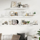 Floating Shelves Set of 2, 36 Inch Long Wooden Wall Shelves, 10 Inch Deep Wall Mounted Storage Shelf with Metal Brackets for Living Room, Bathroom, Bedroom and Kitchen, White by CozyNest Decor