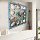 The Gears Clock 24'' Inch Square Real Moving Gear Wall Clock Vintage Industrial Oversized Rustic Farmhouse (Aqua Green) by CozyNest Decor
