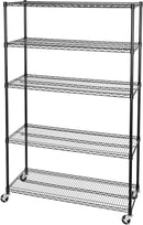 Seville Classics UltraDurable Heavy Duty NSF Solid Steel Wire Rack Storage Unit, Organizer for Garage, Warehouse, Office, Restaurant, Classroom, Kitchen, Black, 5-Tier Shelving, 48" W x 18" D by CozyNest Decor