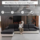 Couch Cushion Covers for Sectional Sofa, Stretch Soft Sofa Slipcovers Washable Wear-Resistant Universal Furniture Protector for Living Room(1 Piece Chaise Cover, Dark Gray) by CozyNest Decor