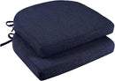 downluxe Indoor Chair Cushions for Dining Chairs, Soft and Comfortable Textured Foam Kitchen Chair Pads with Ties and Non-Slip Backing, 16" x 16" x 2", Navy, 2 Pack by CozyNest Decor