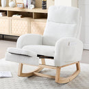 NIOIIKIT Oversized Nursery Rocking Chair, Teddy Upholstered Glider Chair with Footrest, Large Glider Rocker with Side Pocket, Rocking Accent Chair, Glider Recliner for Living Room (White Teddy) by TinyTreasures Baby Boutique