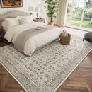 Washable 8x10 Area Rugs for Living Room, Boho Non-Slip Silicone Backing Rugs for Bedroom Dining Room Nursery Office, 0.3" Neutral Oriental Throw Carpet with 0.16" Cushioning Pad, Cream/Multi by TinyTreasures Baby Boutique