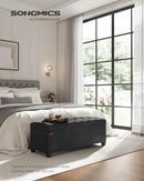SONGMICS Velvet Storage Ottoman Bench, Foot Rest with Legs, 15.7 x 43 x 15.7 Inches, End of Bed Bench, Storage Chest, Load up to 660 lb, for Living Room, Bedroom, Entryway, Ink Black ULSF089B02 by CozyNest Decor