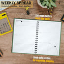 Undated Monthly and Weekly Planner - 12 Month Calendar Planner Notebook with Week Days - Hardcover Undated Planners Blank Agenda Book - A5 Green by TinyTreasures Baby Boutique