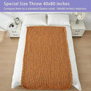 Bigacogo Chunky Knit Throw Blanket for Couch, 40x80 inches, 100% Hand Knitted with Thick Jumbo Chenille Yarn, Cozy Soft Large Rope Knot Cable Crochet Blankets for Sofa Bed Living Room, Burnt Orange by CozyNest Decor