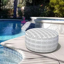 LVTXIII Outdoor/Indoor Inflatable Ottoman, Patio Footrest Stool, Portable Round Ottoman for Patio Garden, Camping or Home, Herringbone Black White by CozyNest Decor