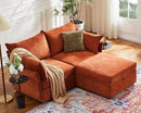 Oversized Loveseat Sofa, Modern Modular Sectional Couch Terracotta Orange Fluffy Chenille Mid Century 2-Seat 24.5" Deep Seat for Apartment, Living Room, Bedroom by CozyNest Decor