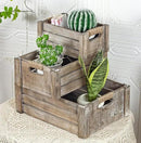 TIMRIS Set of 3 Rustic Wood Nesting Crates, Farmhouse Wooden Storage Container Boxes with Cutout Handles, Decorative Wooden Baskets for Display (Rustic Gray) by CozyNest Decor