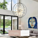 31.5" Black Chrome 16-Light Globe Sputnik Chandelier Modern Adjustable Hanging Ceiling Glass Tube Pendant Light Fixture for Entryway Foyer Stairway Dining Living Room Hallway by CozyNest Decor