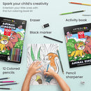 ARTEZA Kids Coloring Book and Colored Pencils Kit, Animal Kingdom Illustrations, 50 Double-Sided Sheets, 100lb Paper by TinyTreasures Baby Boutique