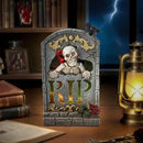 Halloween Decoration Indoor 7.6″ Tombstone Statue with LED Lights Spooky Skull Head Gravestone Skeleton RIP Lighting Changes Halloween Village for Table Shelf Home Party Outdoor Decor Gifts by CozyNest Decor