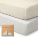 KeaBabies 2-Pack Muslin Crib Sheets for Boys, Girls - 100% Organic Cotton Fitted Baby Crib Mattress Sheet, Soft Breathable Standard Toddler Bed Cover Bedding Set, Neutral, Durable 52x28 (Greige) by TinyTreasures Baby Boutique