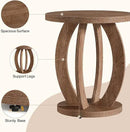 Tribesigns End Table, Round Side Table with Storage, Farmhouse Nightstand Bedside with Round Tabletop, Accent End Table for Living Room Bedroom Small Space, Wooden Accent Furniture (2, Brown) by CozyNest Decor