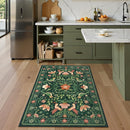 Moynesa Boho Bird Washable Rug, 3x5 Ultra-Thin Dark Green Kitchen Rugs Non-Slip, Stain Resistant, Low Pile, Indoor Small Living Room Throw Carpet for Entryway Bathroom Office Bedroom by TinyTreasures Baby Boutique