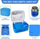Bento Lunch Box Set With 10oz Soup Thermo, Leak-proof Lunch Containers with 4 Compartment, Kids Hot Thermo Food Jar/Insulation Lunch Bag, Food Containers for School （Blue） by TinyTreasures Baby Boutique