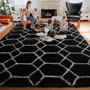 ONASAR Large Area Rugs for Living Room, 7x10 Black and White Rug, Boho Thick Floor Mat for Bedroom Home Decor Aesthetic, Soft Fuzzy Shaggy Plush Fluffy Geometric Carpet for Teen Dorm Classroom by TinyTreasures Baby Boutique