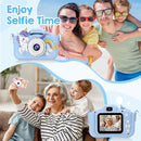 Kids Camera, Toys for Toddlers Age 3-8 Year Old Girl Christmas Birthday Gifts, Children Digital Camera with Cartoon Soft Silicone Cover and 32GB Card (Azure) by TinyTreasures Baby Boutique
