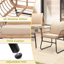 Kromax 4 Piece Patio Bistro Outdoor Furniture Set, Wicker Sofa, 2 Rattan Chairs, and Table, Backyard Conversation Set, All Weather Cushions, Natural Rattan Beige Cushion by CozyNest Decor
