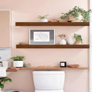 IAE Walnut Floating Wall Shelves 36 inch, Bathroom Shelves Wall Mounted,Invisible Shelves Floating Kitchen Shelves,Wooden Wall Shelves with Brackets for Living Room Wall Mounted,Easy Install,Set of 2 by CozyNest Decor