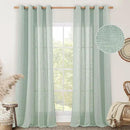 LAMIT Living Room Linen Curtains 95 Inch for Bedroom, Bronze Grommet Linen Textured Sheer Curtains Light Filtering Burlap Drapes for Farmhouse, 2 Panels, 52 x 95 Inch, Light Sage by CozyNest Decor