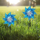 Hausse 10 Pack Reflective Pinwheels with Stakes, Extra Sparkly Pin Wheel for Garden Decor, Bird Repellent Devices Deterrent to Scare Birds Away from Yard Patio Farm, Blue by CozyNest Decor