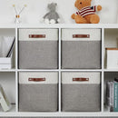 DULLEMELO 13 inch Fabric Storage Cubes 4 Pack Foldable Baskets/Bins for Home Office Organizer Closet, Shelves, Toy, Nursery by TinyTreasures Baby Boutique