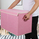 popoly Large Toy Box Chest Storage with Flip-Top Lid, Collapsible Kids Toy Storage Bin Boxes Container for Boys, Girls, Nursery, Playroom, 25"x13" x16" (Linen Pink) by TinyTreasures Baby Boutique
