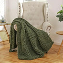 WESHIONGOO Chunky Knit Blanket Throw 50"×60" Knitted Throw Blankets for Couch Bed Fluffy Soft Blanket with Jumbo Chenille Yarn Thick 100% Handmade (Olive Green) by CozyNest Decor