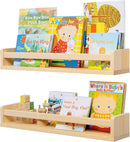 Fun Memories Nursery Book Shelves, 24Inch Floating Shelf for Wall, Wall Bookshelf for Kids Solid Wood Wall Mounted Shelves for Books,Toys and Decor Storage, Set of 2 by TinyTreasures Baby Boutique