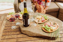 PICNIC TIME TOSCANA -Wine Appetizer Plates, Cocktail Plate with Glass Holder, Cheese Board with Wine Holder, (Acacia Wood), 9 x 6, Set of 4 by CozyNest Decor