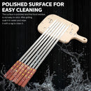 Cunhill 12 Pcs 19.7 Inch Kabob Skewers for Grilling 0.4 Inch Wide Flat Blade Thin Stainless Steel Kabob Sticks Long Barbecue Reusable Metal BBQ Skewers with Wood Handles for Tailgate Party Outdoor