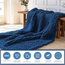 Chunky Knit Blanket - Luxury Soft Cozy 40 * 50 Throw Blanket,100% Woven Blanket Rope Knot Throw Blanket for Couch, Sofa, Home Decor, Gift - Machine Washable（Deep Blue） by CozyNest Decor
