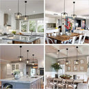 1-Light Black Pendant Light Fixture Farmhouse Iron Cage Metal Pendant Light Lantern Hanging Light Fixtures with Clear Glass Shade for Kitchen Island, Entryway, Dining Room, Hallway 5.9*5.9*8.27IN by CozyNest Decor