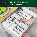 ROYAL CRAFT WOOD Luxury Bamboo Kitchen Drawer Organizer - Silverware Organizer - Utensil Holder and Cutlery Tray with Grooved Drawer Dividers for Flatware and Kitchen Utensils (7 Slot, White) by CozyNest Decor