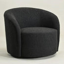 KINWELL Sherpa Swivel Barrel Chair & Round Ball Pillow Set - 34" Wide Modern Boucle Accent Chair with 9” Matching Nordic Decorative Throw Pillow for Living Room and Bedroom(Black) by CozyNest Decor
