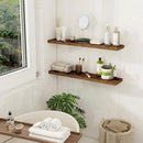 32Inch Floating Shelves for Wall 2 Pack Wood Shelves for Kitchen, Bathroom, Bedroom Wall Mounted Rustic Wood Floating Shelf with Invisible Brackets for Books, Storage, Decor, Rustic Brown by CozyNest Decor