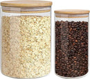 Glass Storage Jars Set Elegant Containers with Airtight Bamboo Lids, Perfect for Kitchen Organization - Flour, Rice, Pasta, Sugar, Coffee Beans, Accessories Included (2 packs(37oz / 110oz)) by CozyNest Decor