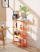 Clear Bookshelf, Acrylic Bookcase with Open Book Shelf for Office Living Room Bedroom (4 Tier Orange) by CozyNest Decor